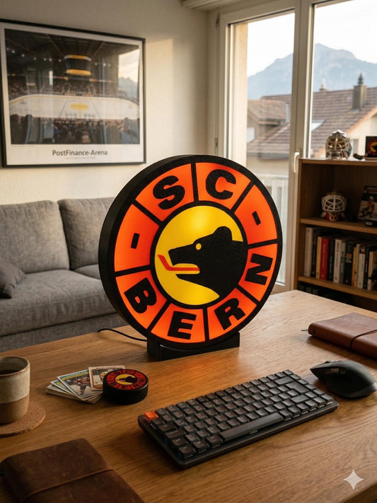 Lampada LED SC Bern Lightbox Hockey Club Berna - Insegna Luminosa Orso 24cm - Regalo Tifoso Hockey S - foto 4