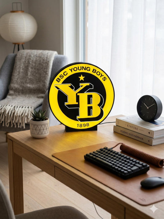 Lampada LED Young Boys BSC - Lightbox Calcio Berna 1898 - Regalo Tifoso Giallonero - Decorazione Lam - foto 3