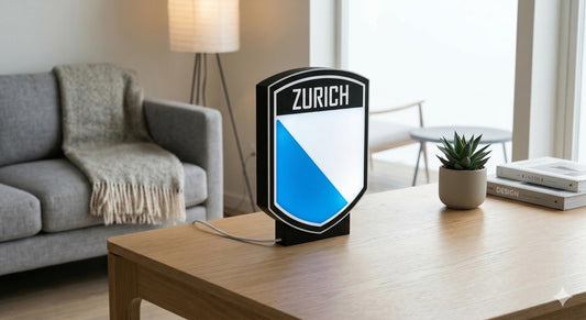 Lampada LED Canton Zurigo Lightbox Stemma Svizzero Stampata in 3D Regalo Zurigo Decorazione Casa Uff - foto 8