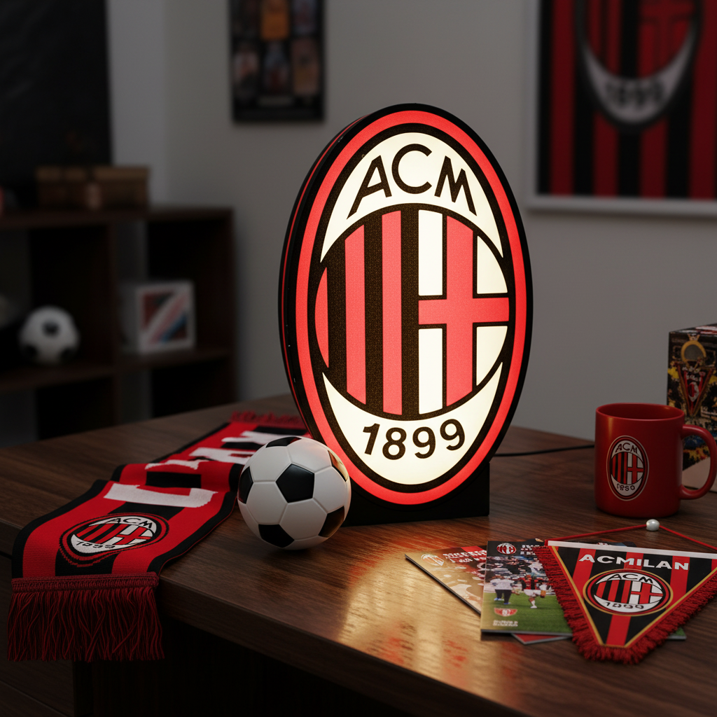 Lightbox LED AC Mailand – Rossoneri Wappenlampe für Tisch und Wand