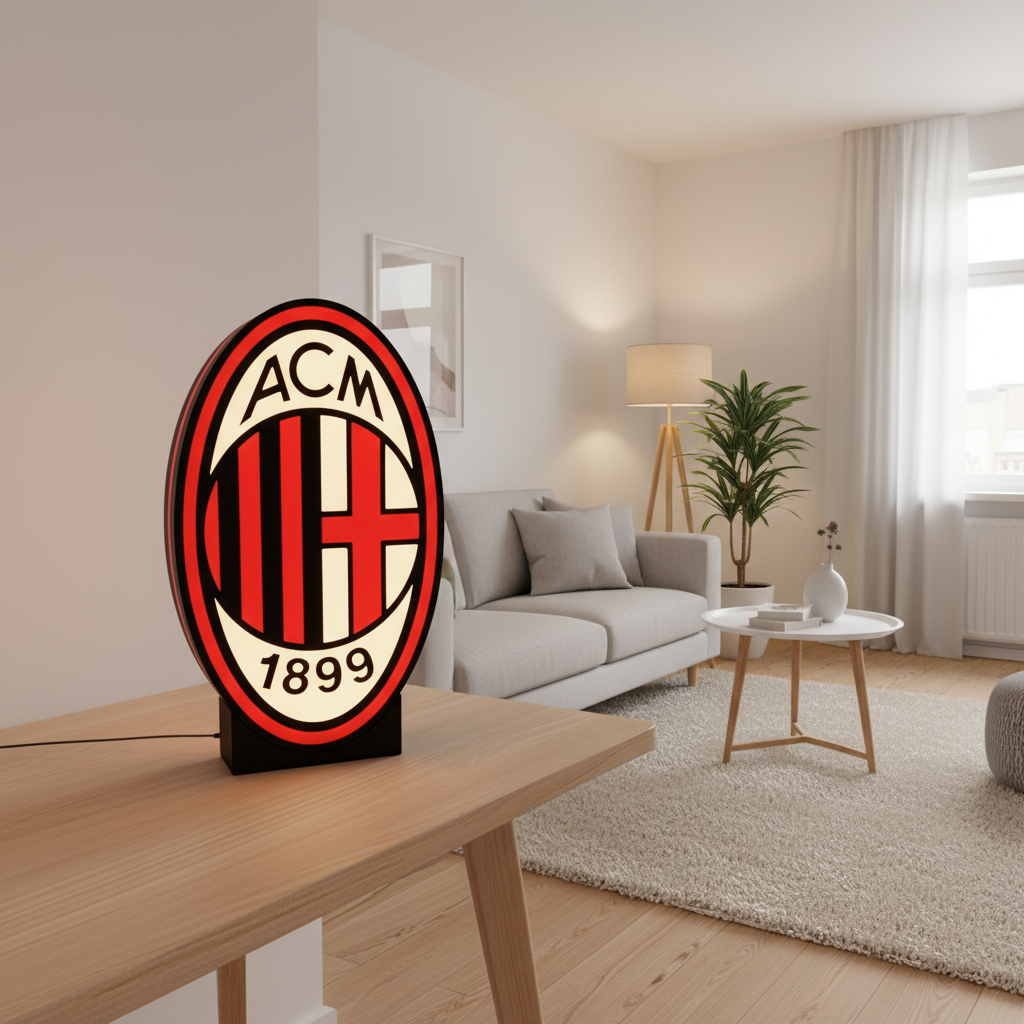 Lightbox LED AC Mailand – Rossoneri Wappenlampe für Tisch und Wand