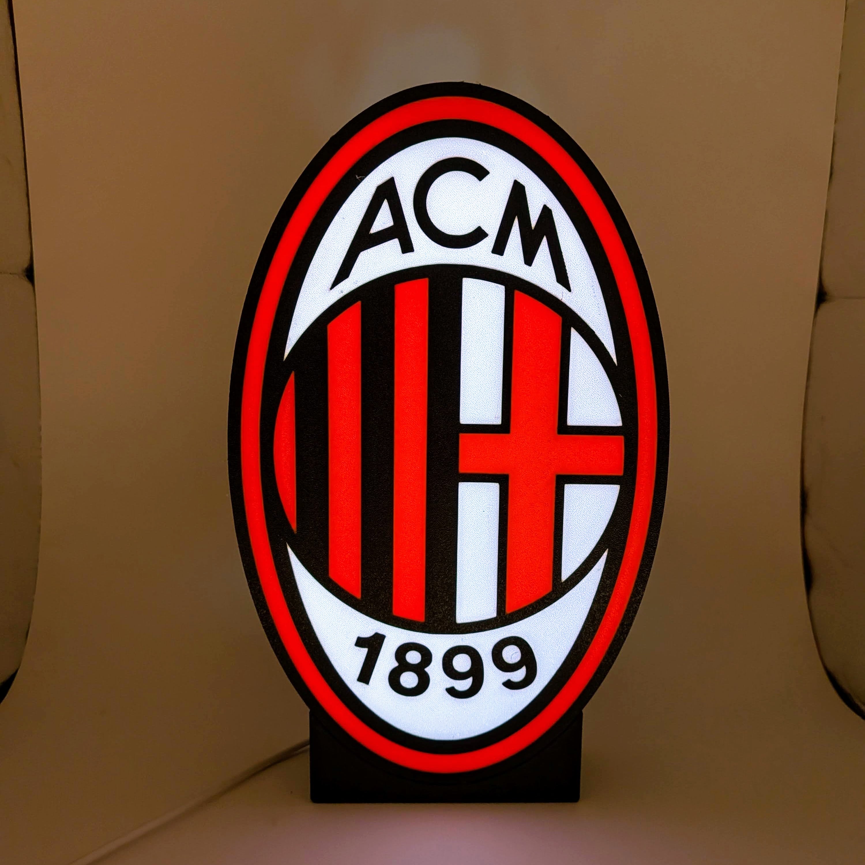 Lightbox LED AC Mailand – Rossoneri Wappenlampe für Tisch und Wand