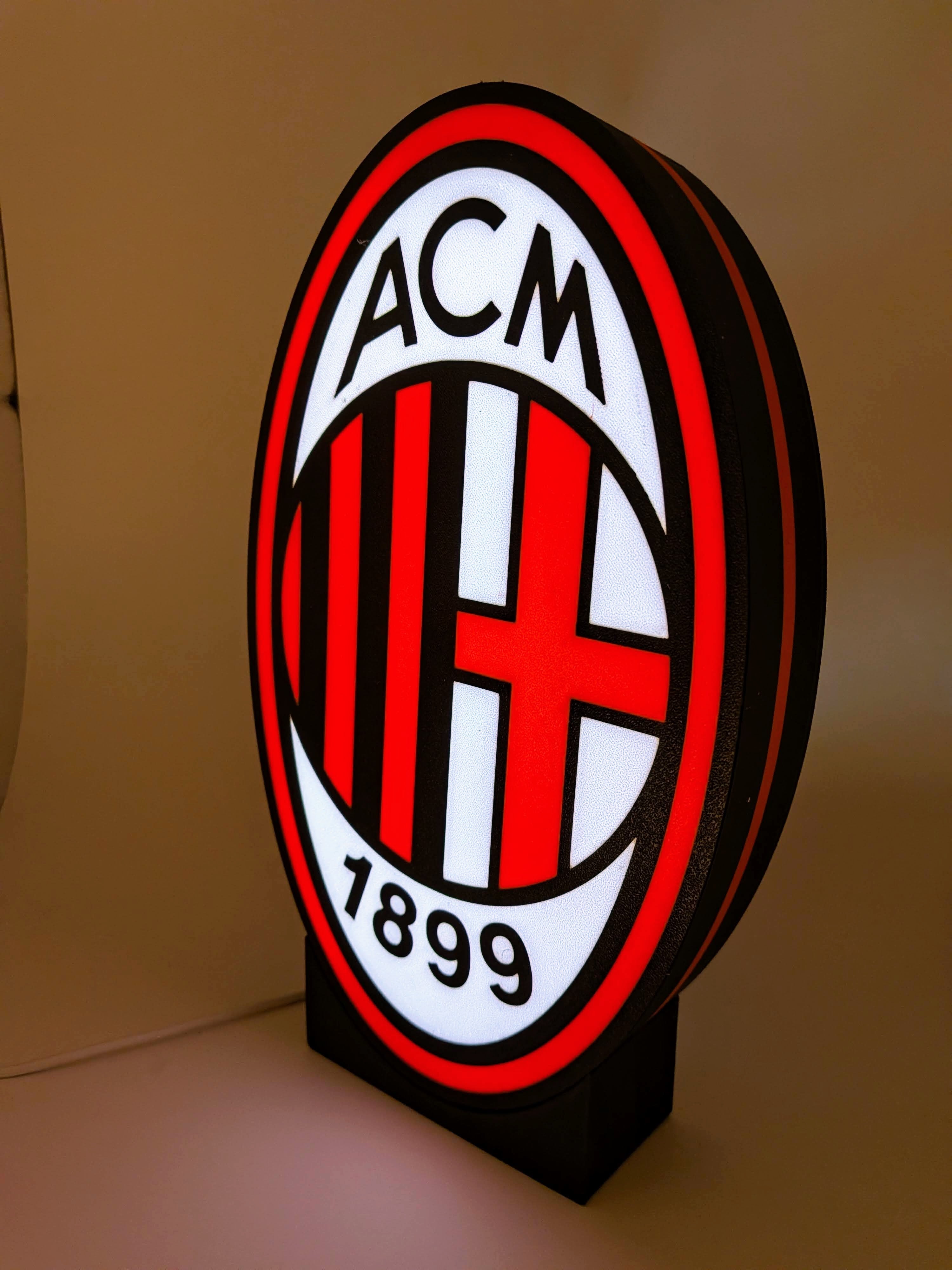 Lightbox LED AC Mailand – Rossoneri Wappenlampe für Tisch und Wand