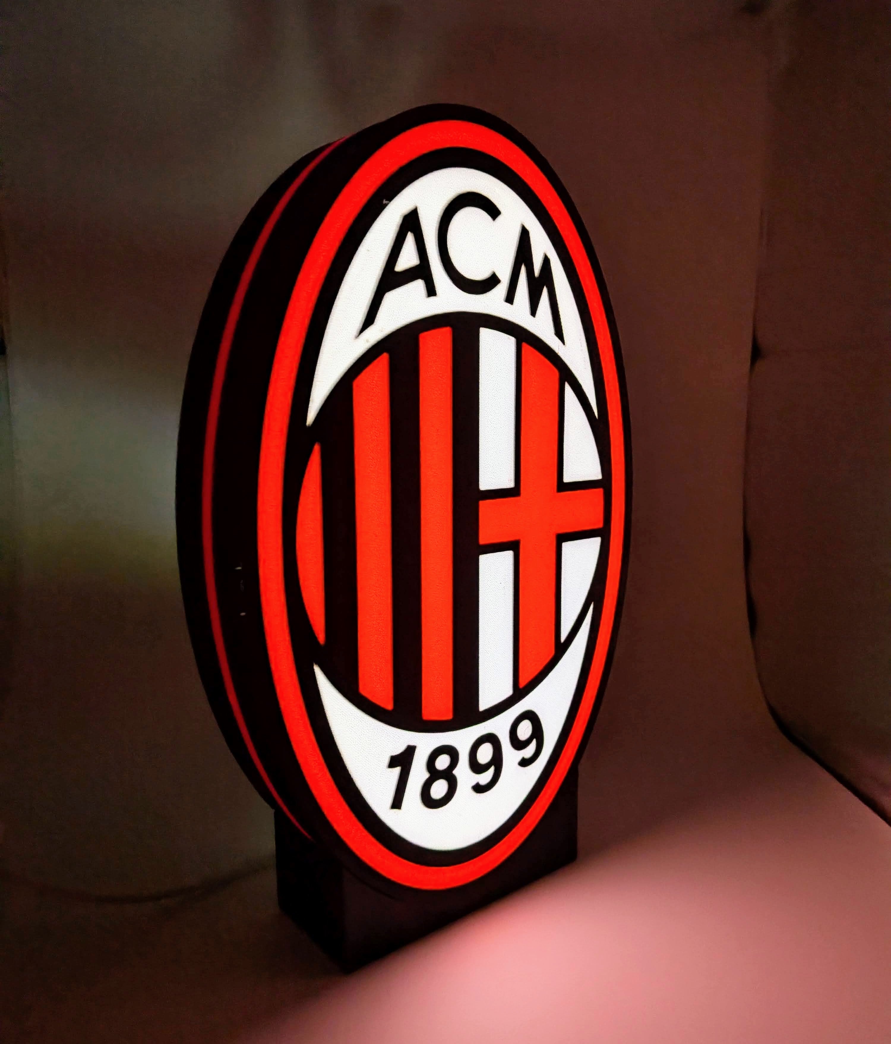 Lightbox LED AC Mailand – Rossoneri Wappenlampe für Tisch und Wand