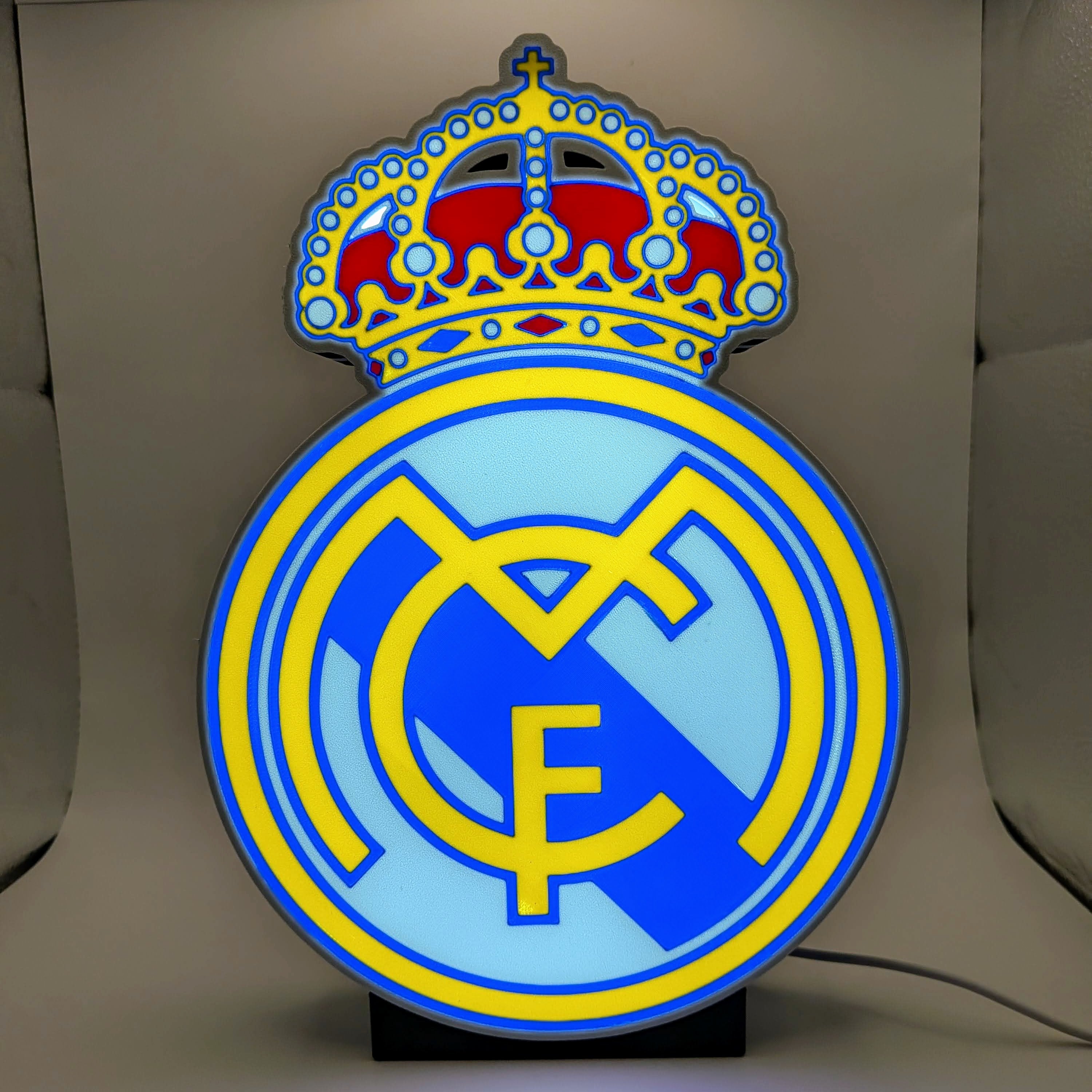Lightbox LED Real Madrid – Lampada da Tavolo e Parete Stemma Blancos