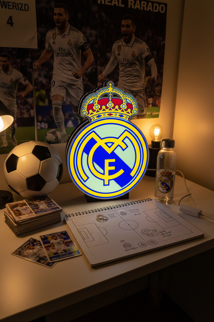 Lightbox LED Real Madrid – Lampada da Tavolo e Parete Stemma Blancos