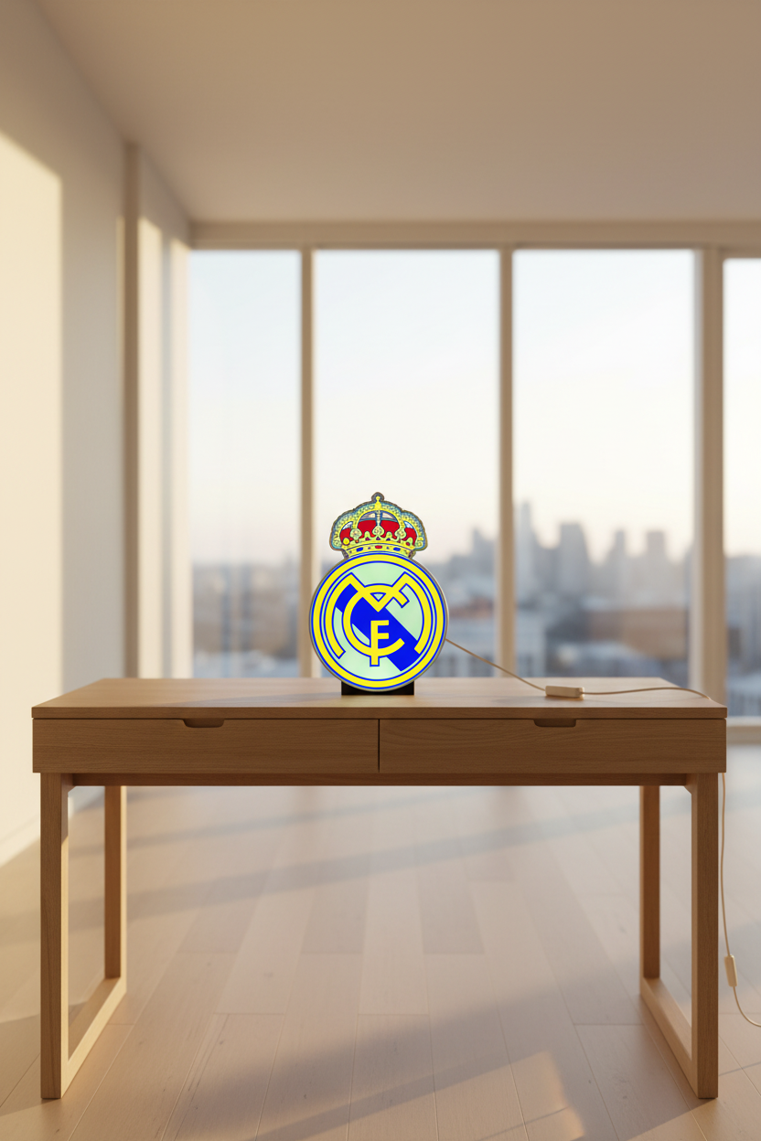 Lightbox LED Real Madrid – Lampada da Tavolo e Parete Stemma Blancos