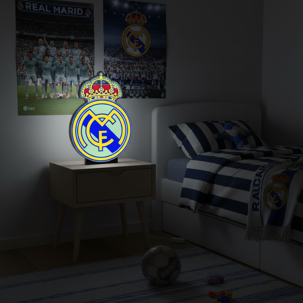 Lightbox LED Real Madrid – Lampada da Tavolo e Parete Stemma Blancos