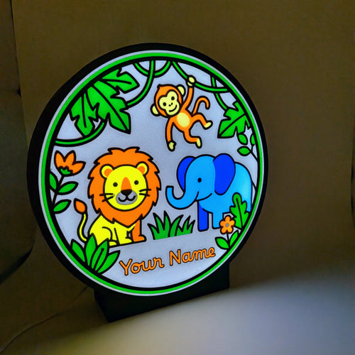 Lampada LED da cameretta con luce notturna e grafica animali della giungla