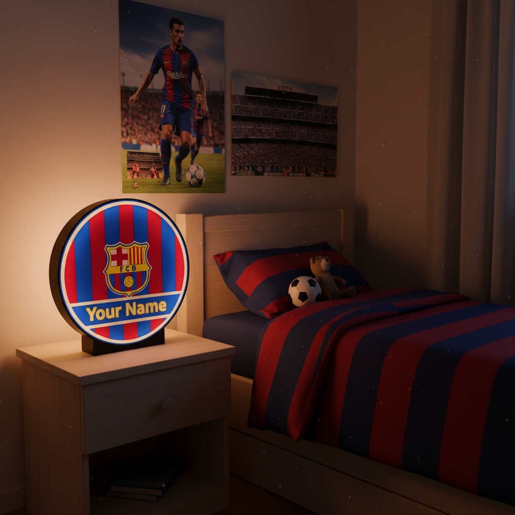 Lightbox LED Barcellona Personalizzata – Lampada da Tavolo e Parete Blaugrana con Nome