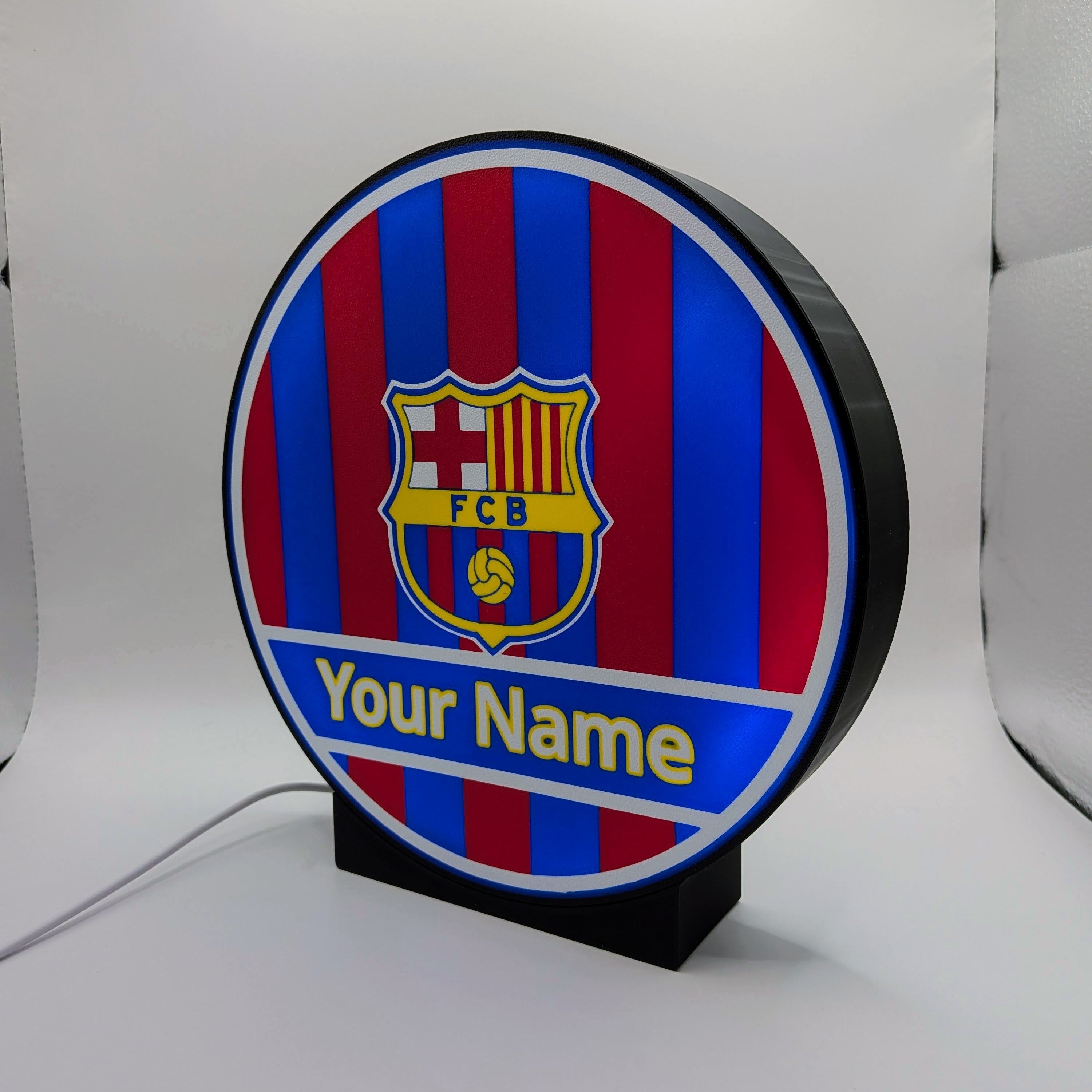 Lightbox LED Barcellona Personalizzata – Lampada da Tavolo e Parete Blaugrana con Nome