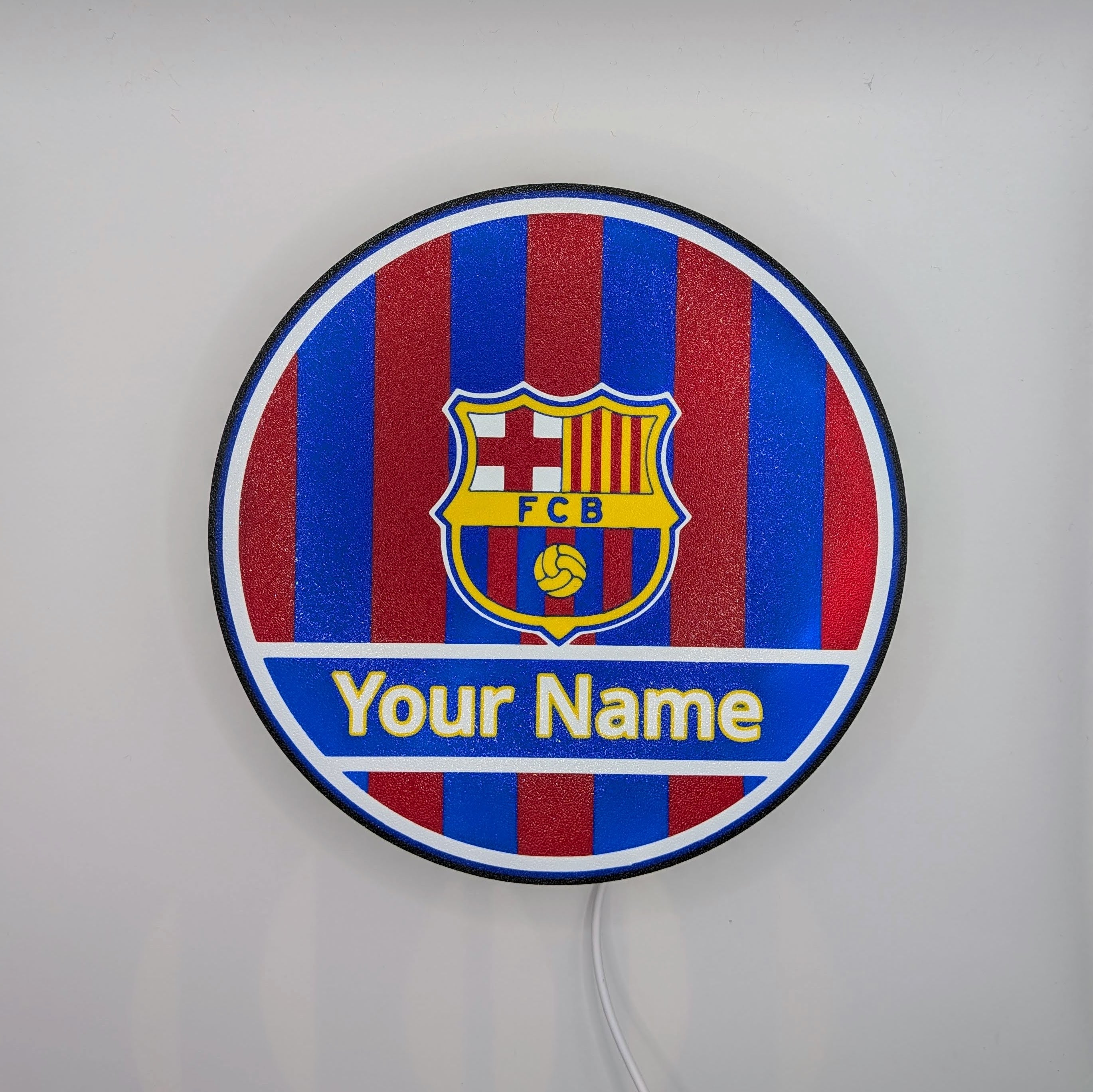 Lightbox LED Barcellona Personalizzata – Lampada da Tavolo e Parete Blaugrana con Nome