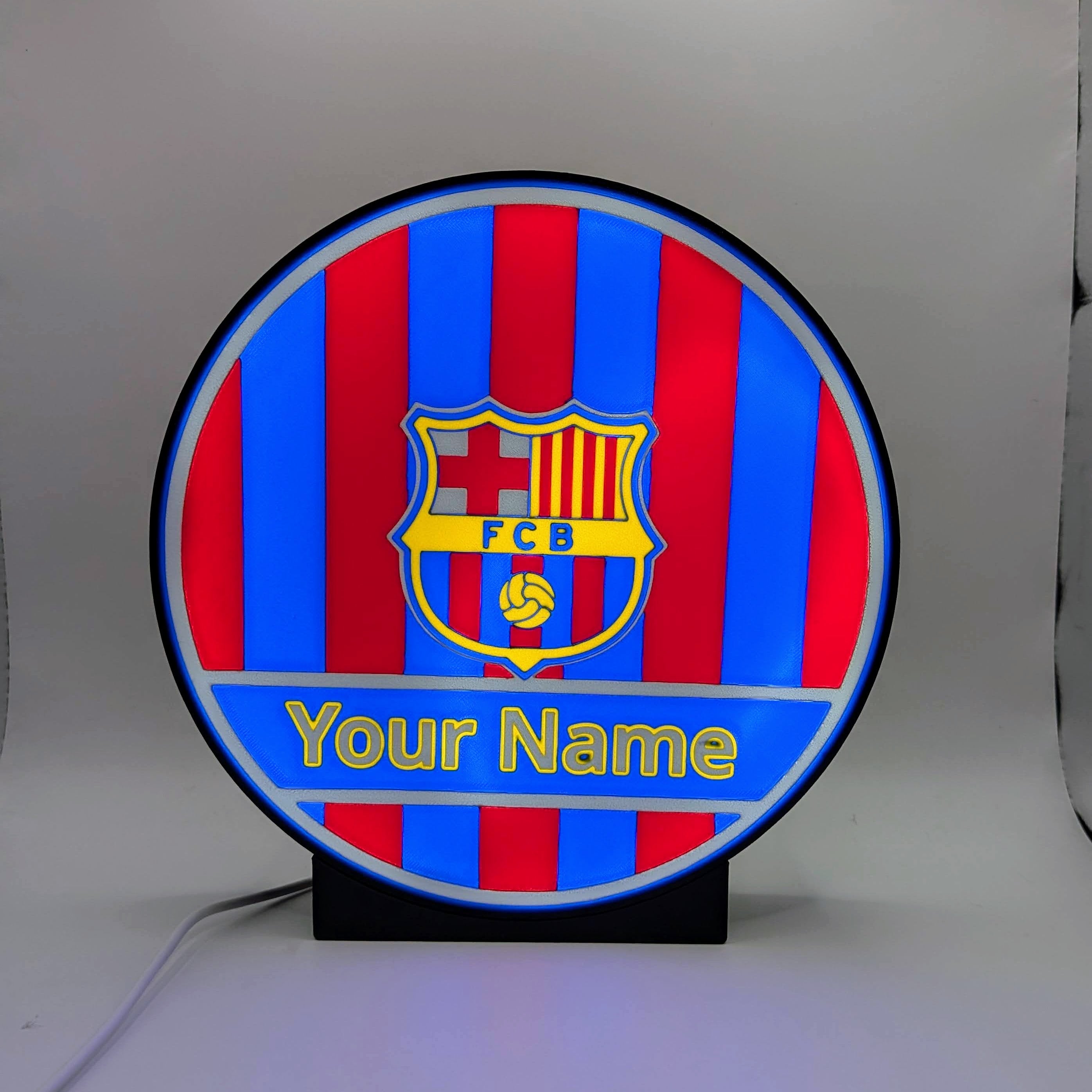 Lightbox LED Barcellona Personalizzata – Lampada da Tavolo e Parete Blaugrana con Nome