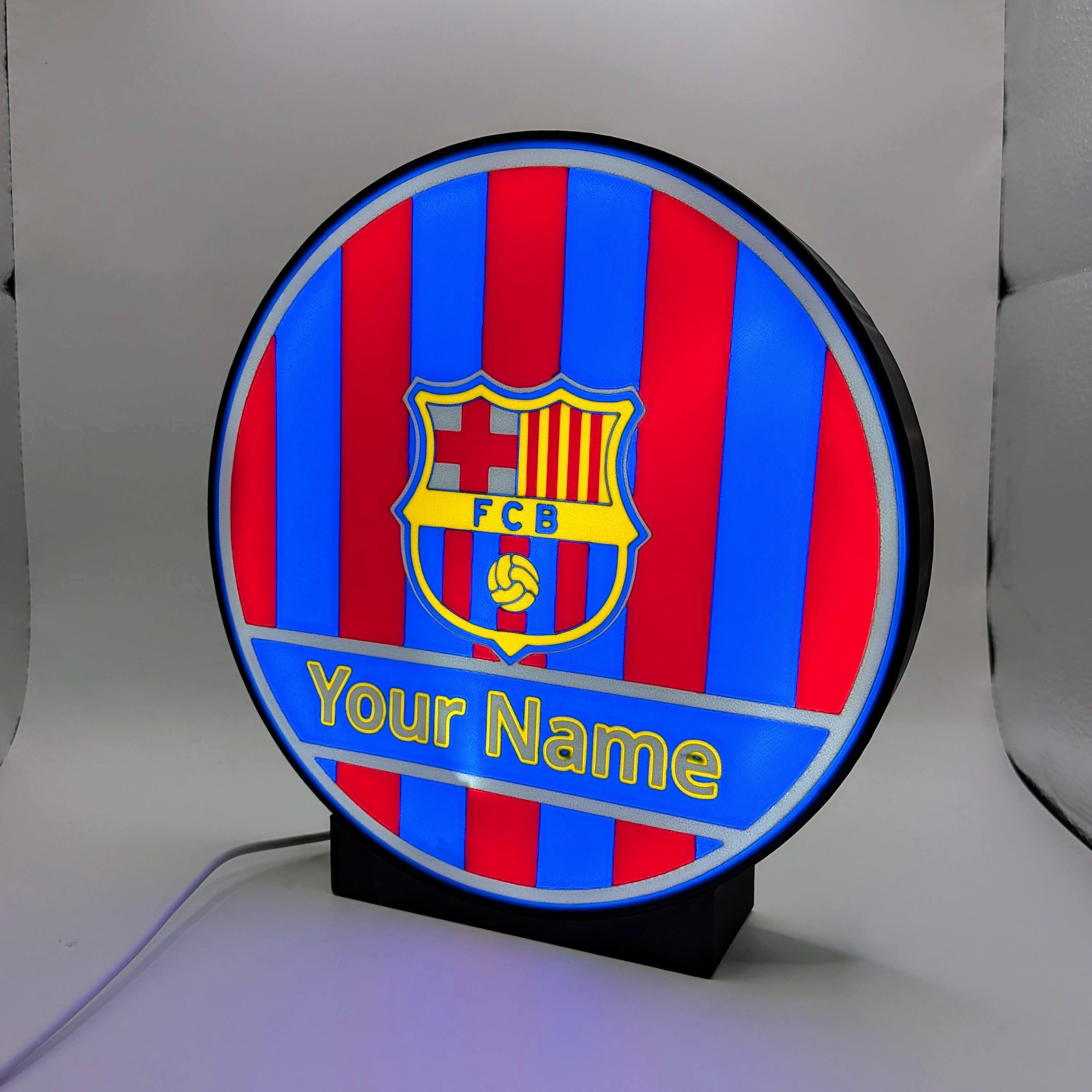 Lightbox LED Barcellona Personalizzata – Lampada da Tavolo e Parete Blaugrana con Nome