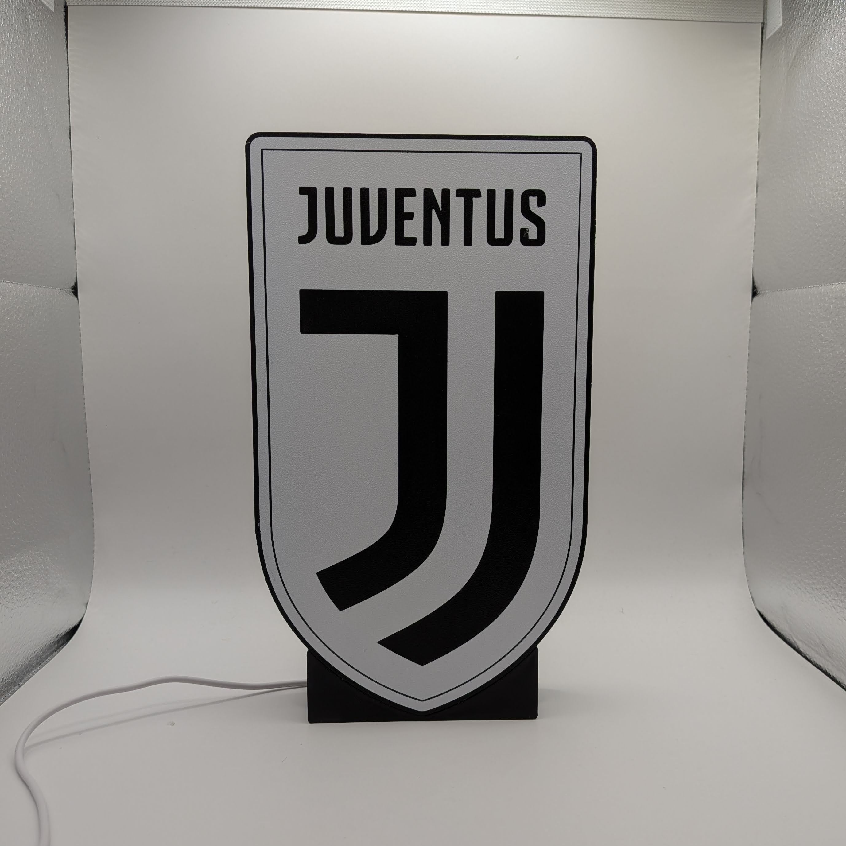 Lightbox LED Juventus – Tisch- und Wandleuchte mit Schwarz-Weiß-Wappen