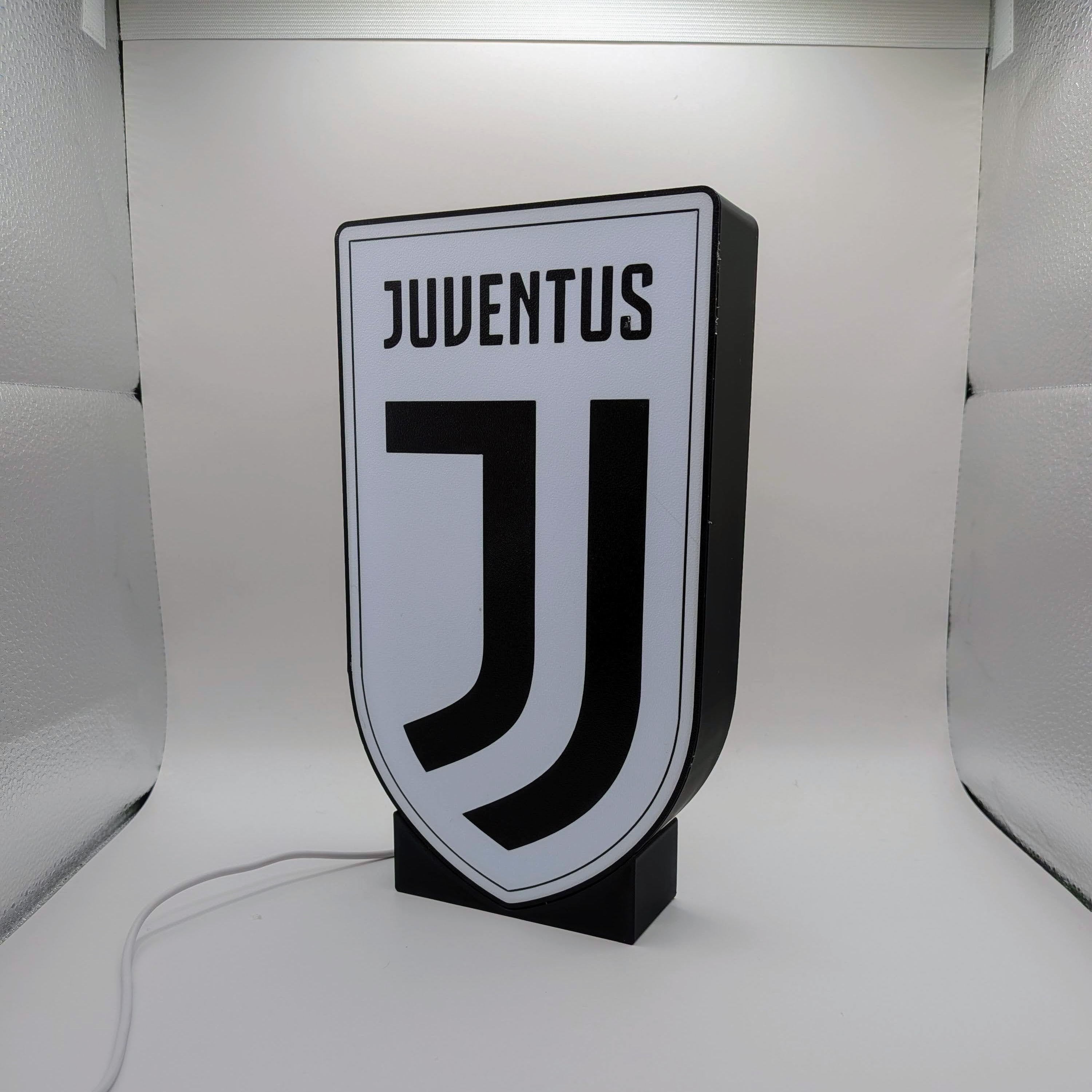 Lightbox LED Juventus – Tisch- und Wandleuchte mit Schwarz-Weiß-Wappen