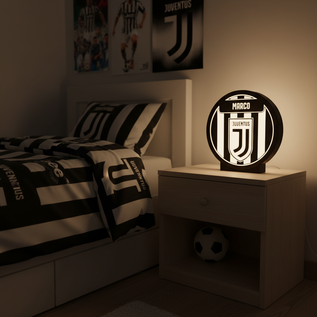 Personalized Juventus LED Lightbox - Table and Wall Lamp with Name