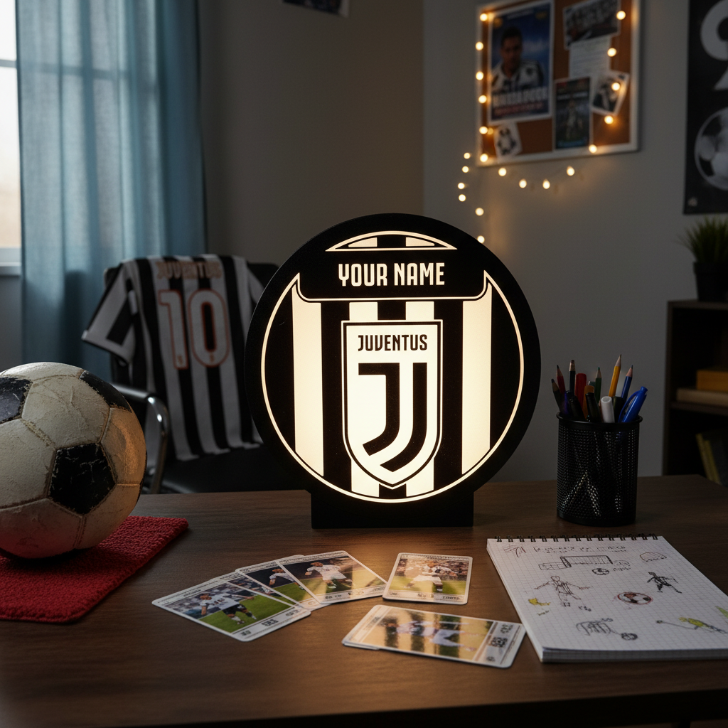 Personalized Juventus LED Lightbox - Table and Wall Lamp with Name