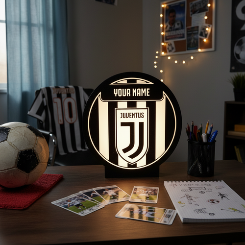 Lightbox LED Juventus Personalizzata – Lampada da Tavolo e Parete con Nome