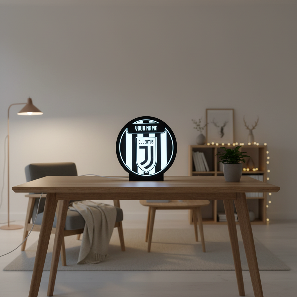 Personalized Juventus LED Lightbox - Table and Wall Lamp with Name