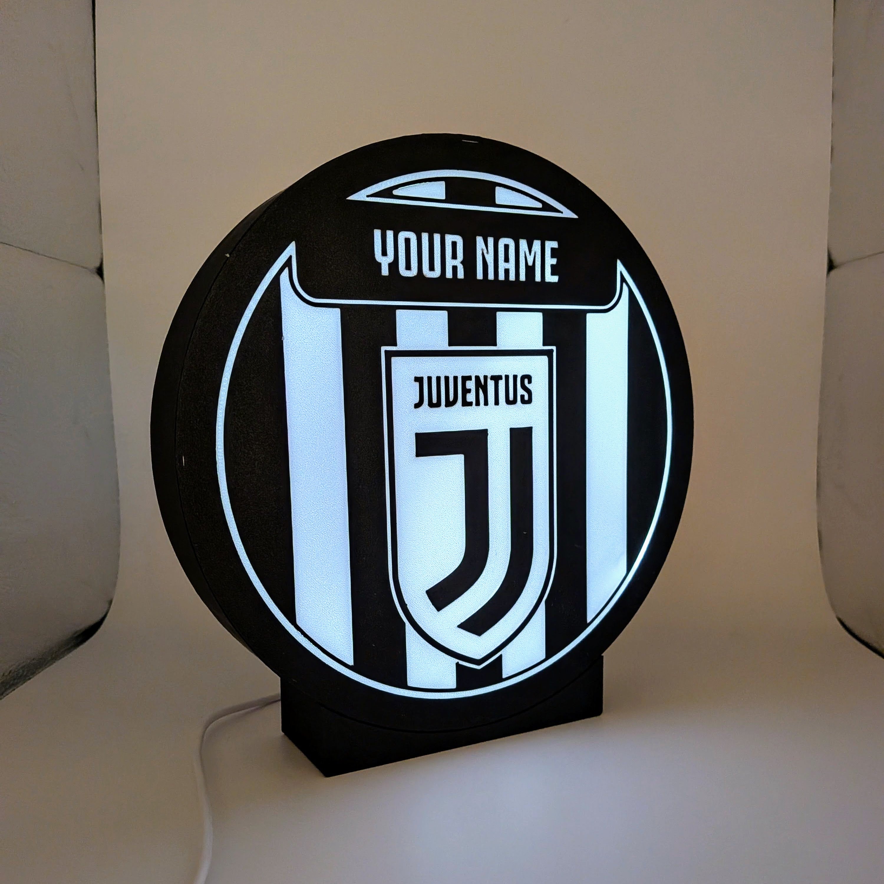 Personalized Juventus LED Lightbox - Table and Wall Lamp with Name
