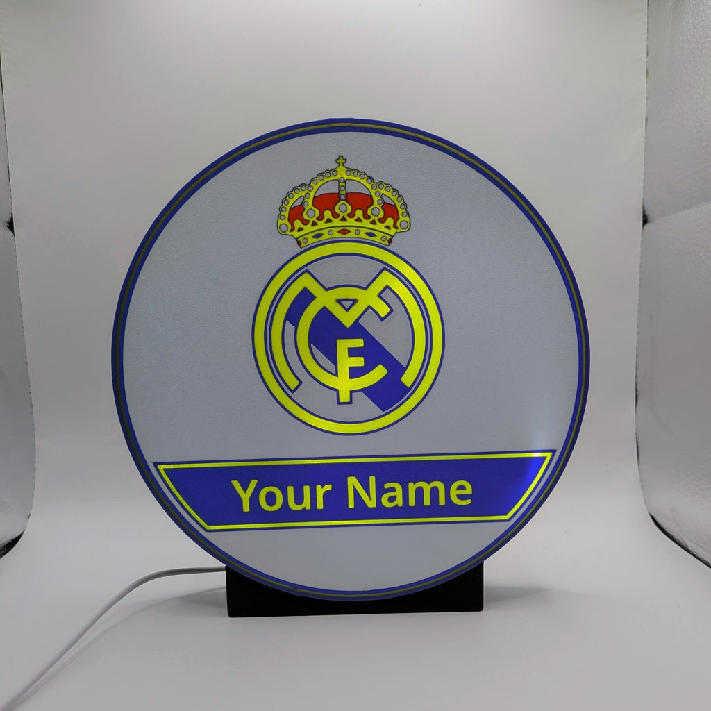 Personalisierte LED Lightbox Real Madrid – Tisch- und Wandlampe mit Namen