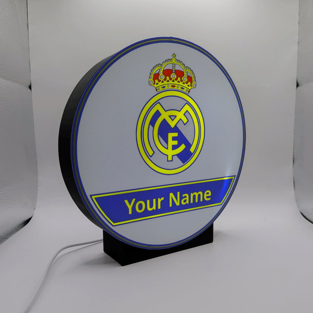 Personalisierte LED Lightbox Real Madrid – Tisch- und Wandlampe mit Namen