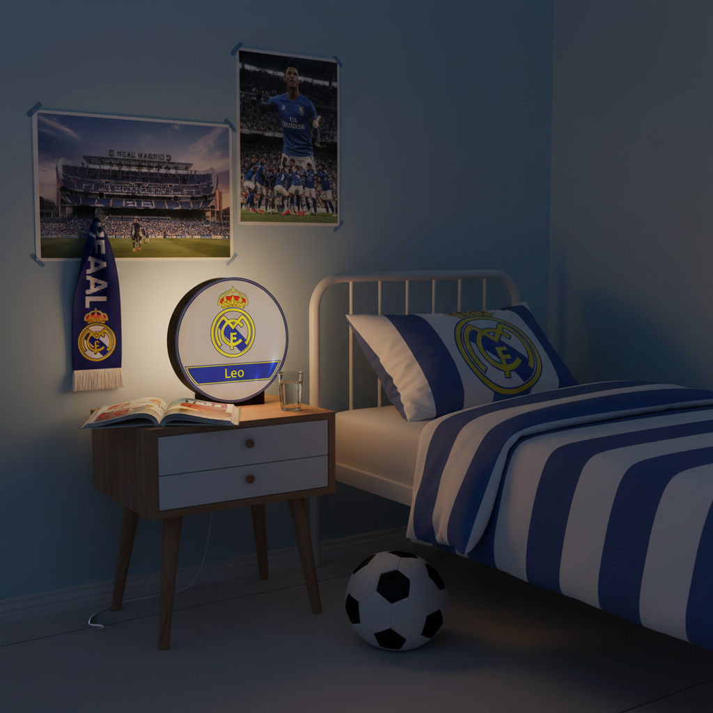 Personalisierte LED Lightbox Real Madrid – Tisch- und Wandlampe mit Namen