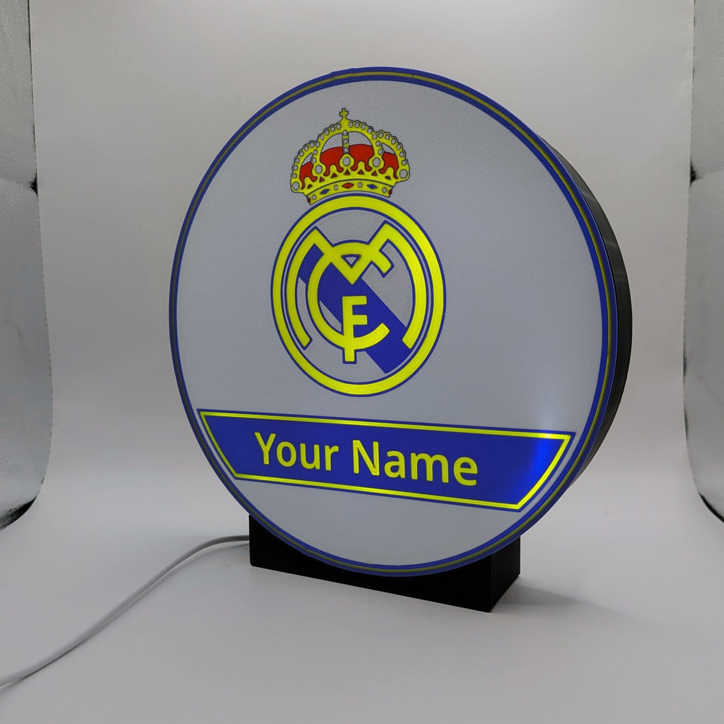 Personalisierte LED Lightbox Real Madrid – Tisch- und Wandlampe mit Namen