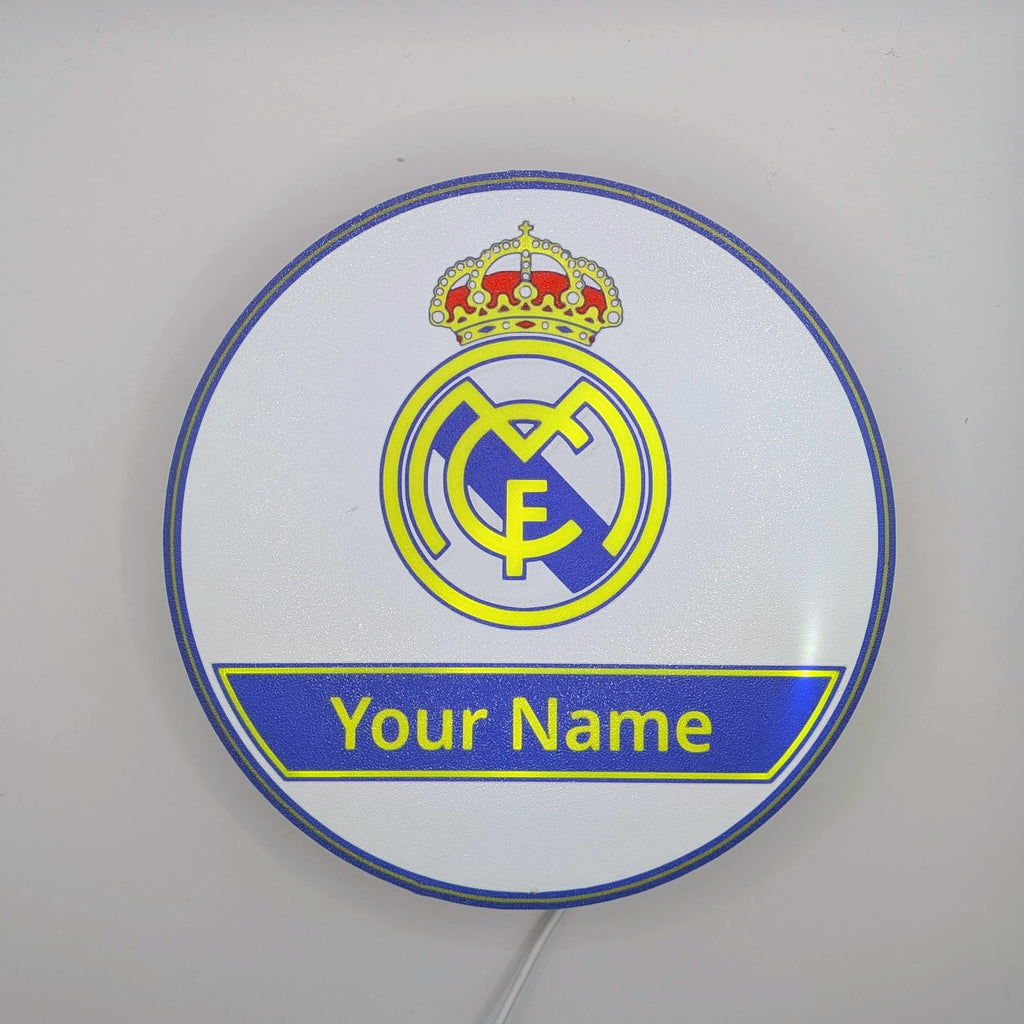 Personalisierte LED Lightbox Real Madrid – Tisch- und Wandlampe mit Namen