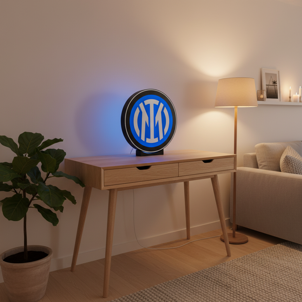 LED-Lightbox Inter Classica – Tisch- und Wandleuchte mit Emblem
