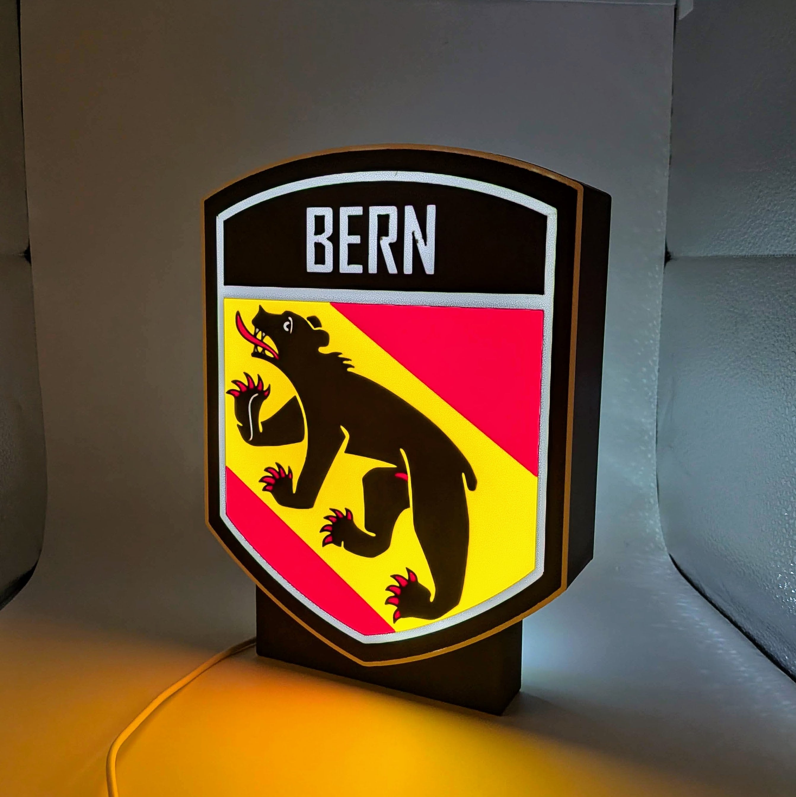 Lightbox LED Canton Berna – Lampada 3D da Tavolo e Parete con Stemma Bernese