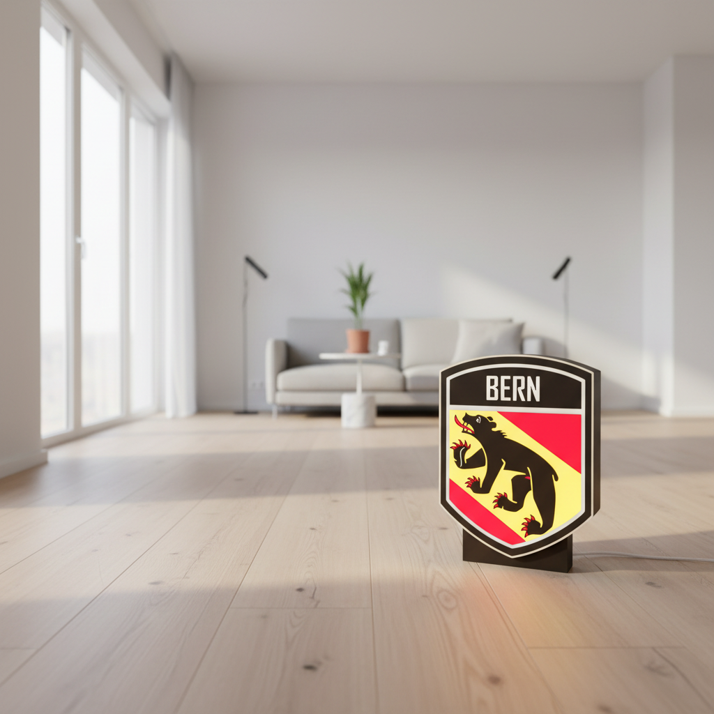 Lightbox LED Canton Berna – Lampada 3D da Tavolo e Parete con Stemma Bernese