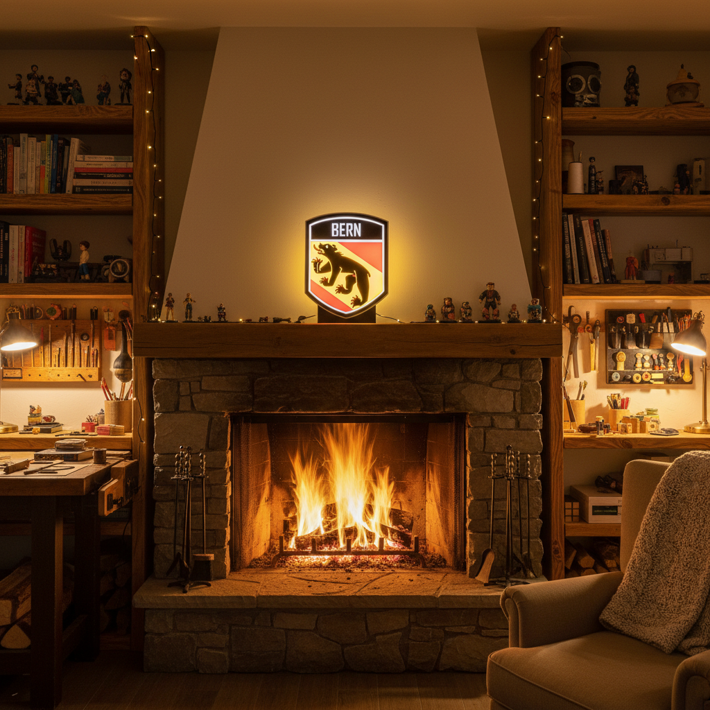 Lightbox LED Canton Berna – Lampada 3D da Tavolo e Parete con Stemma Bernese