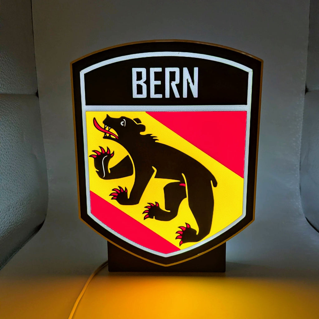 Lightbox LED Canton Berna – Lampada 3D da Tavolo e Parete con Stemma Bernese