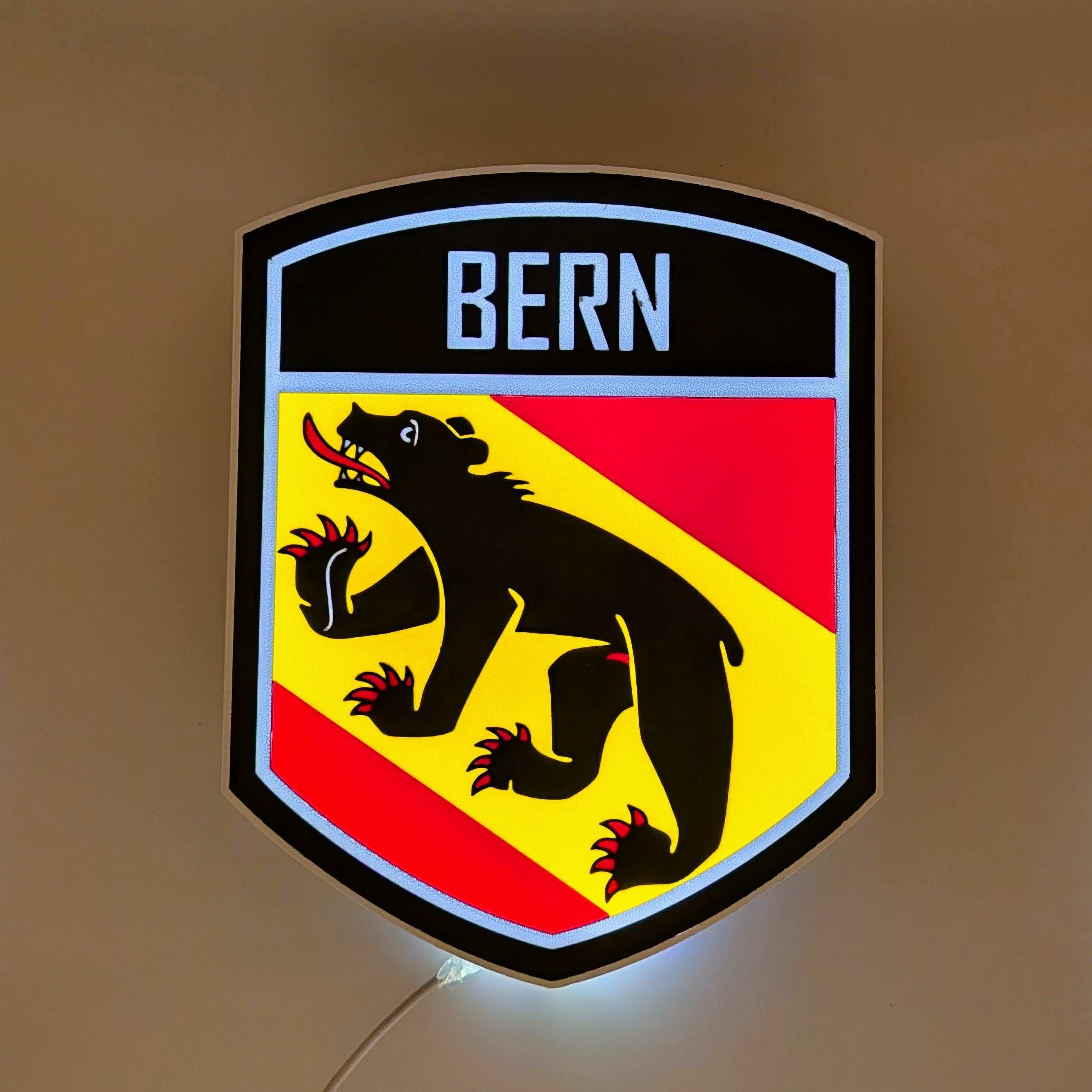 Lightbox LED Canton Berna – Lampada 3D da Tavolo e Parete con Stemma Bernese