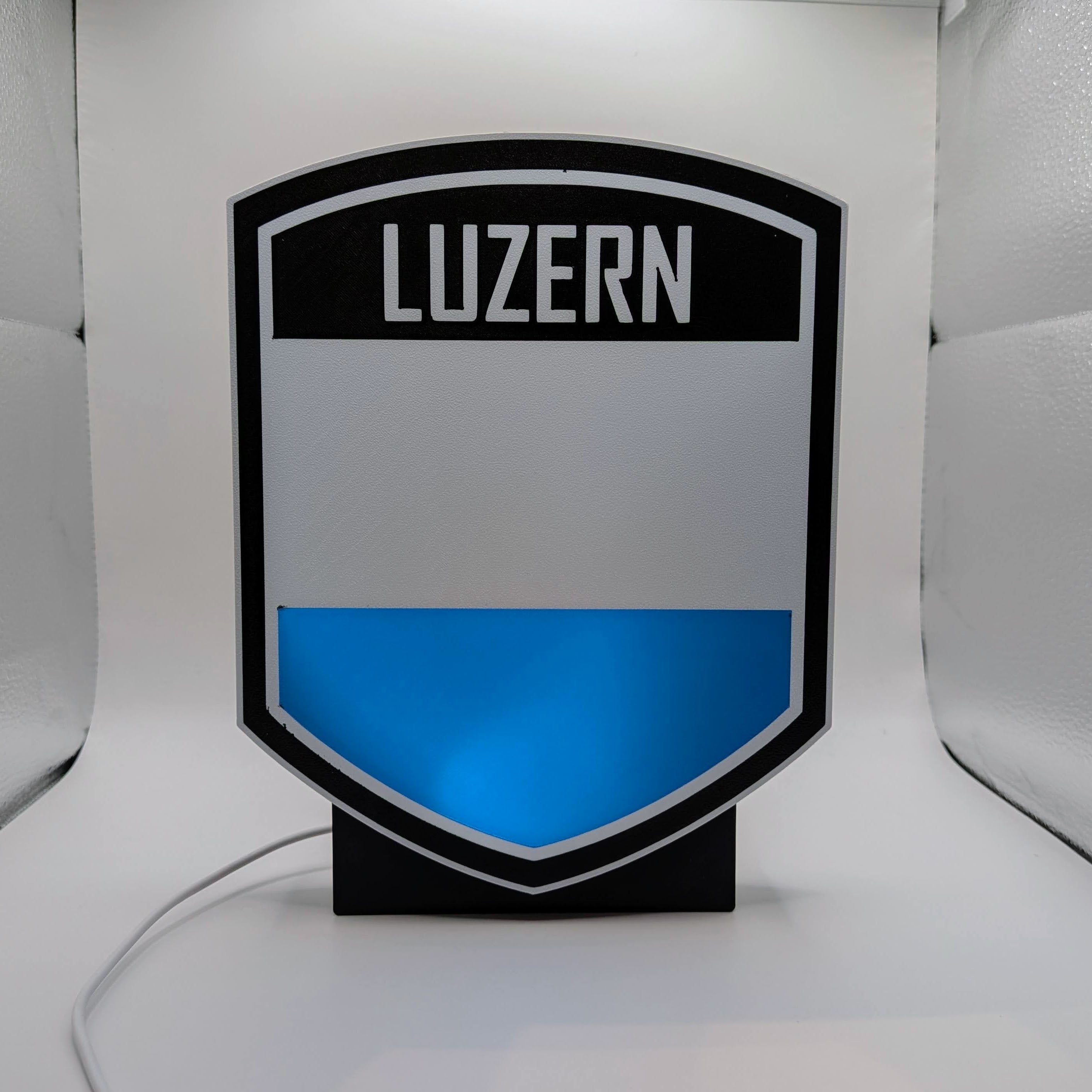 Lightbox LED Canton Lucerna – Lampada 3D da Tavolo e Parete con Stemma di Luzern