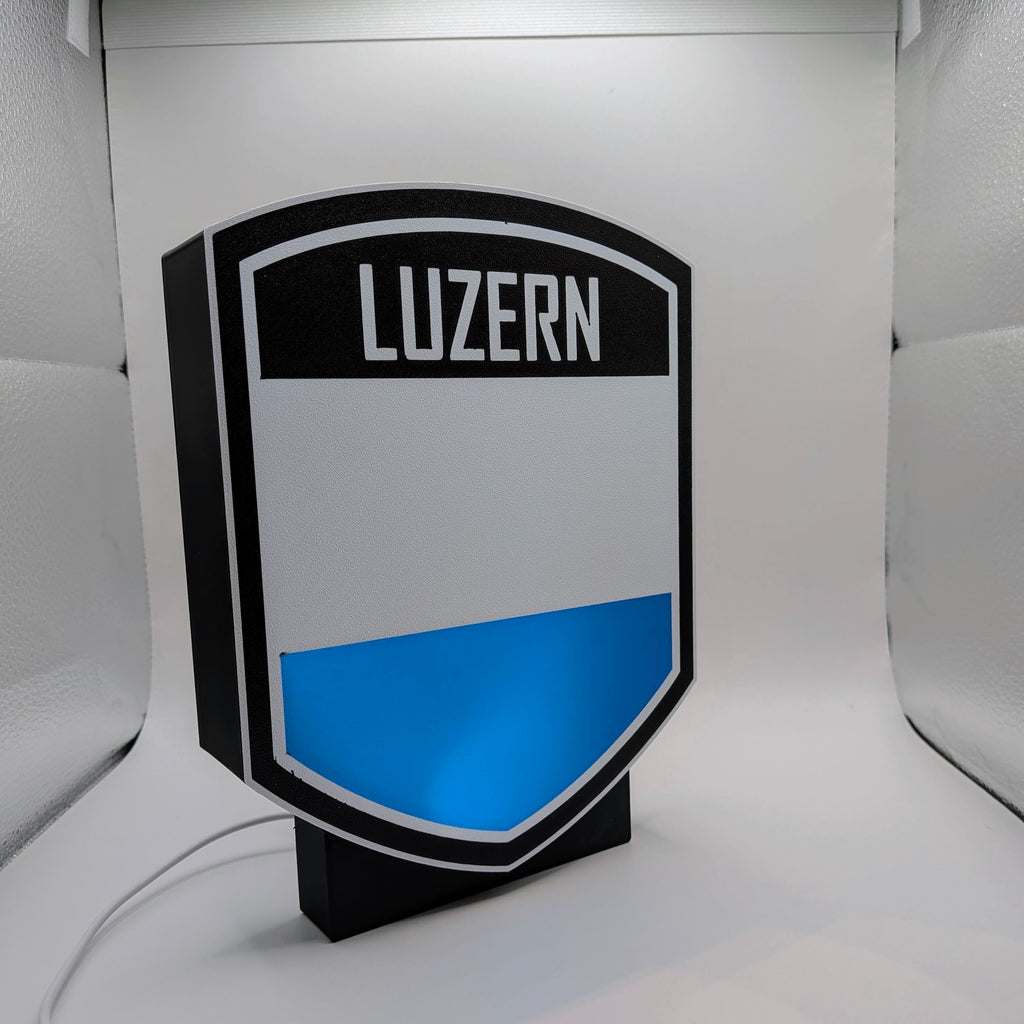 Lightbox LED Canton Lucerna – Lampada 3D da Tavolo e Parete con Stemma di Luzern