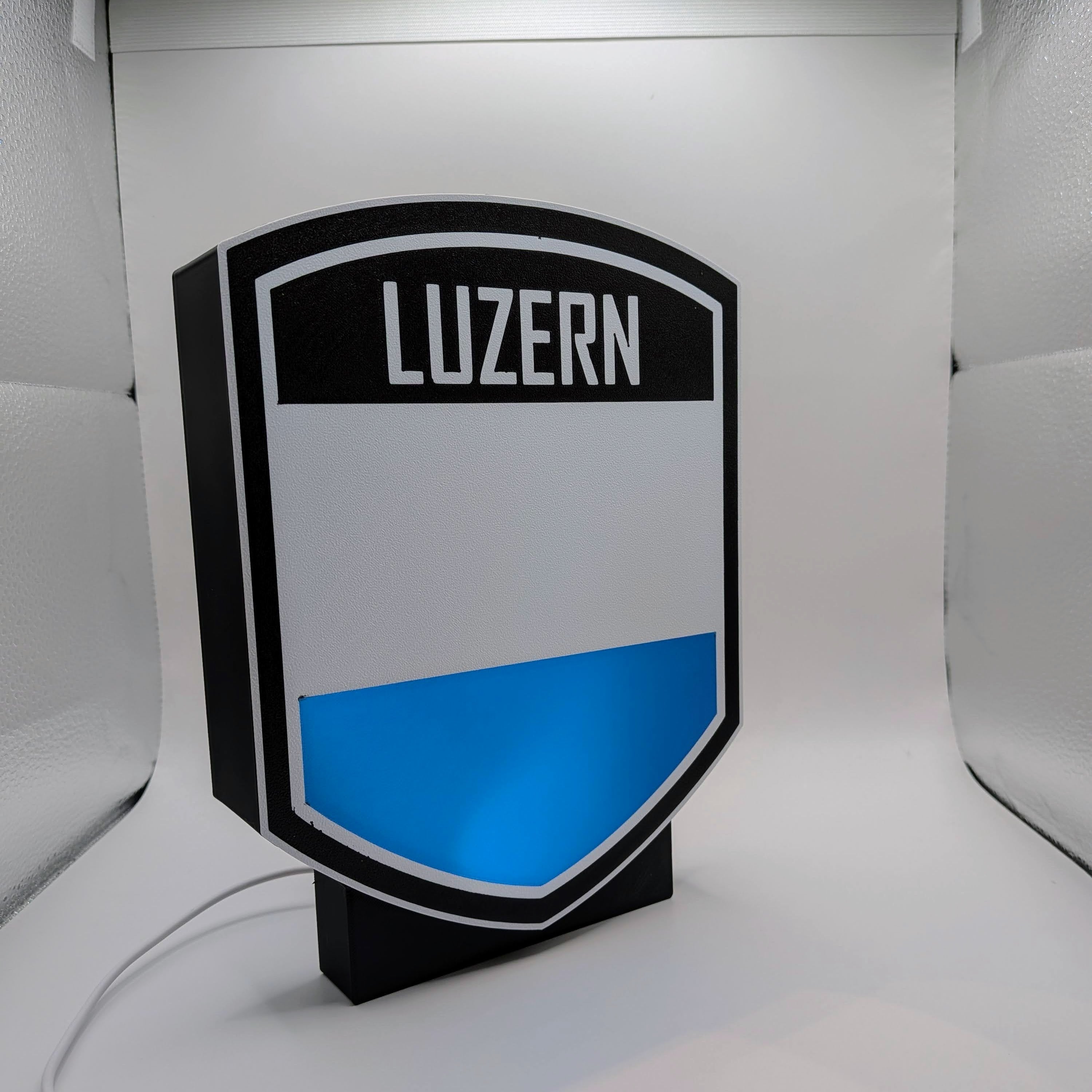 Lightbox LED Canton Lucerna – Lampada 3D da Tavolo e Parete con Stemma di Luzern