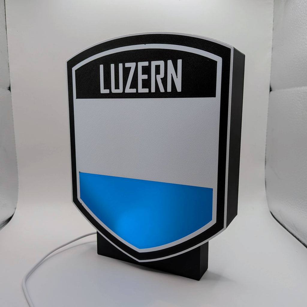 Lightbox LED Canton Lucerna – Lampada 3D da Tavolo e Parete con Stemma di Luzern