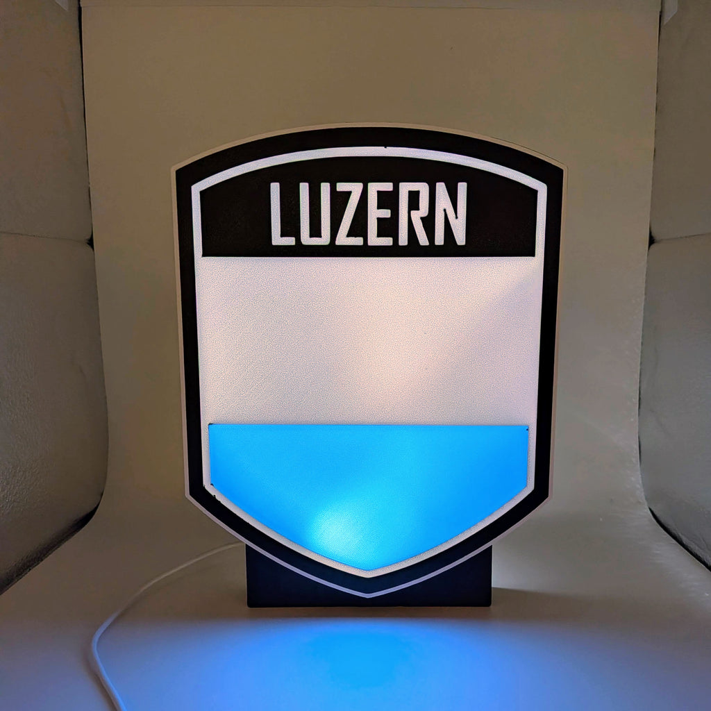 Lightbox LED Canton Lucerna – Lampada 3D da Tavolo e Parete con Stemma di Luzern