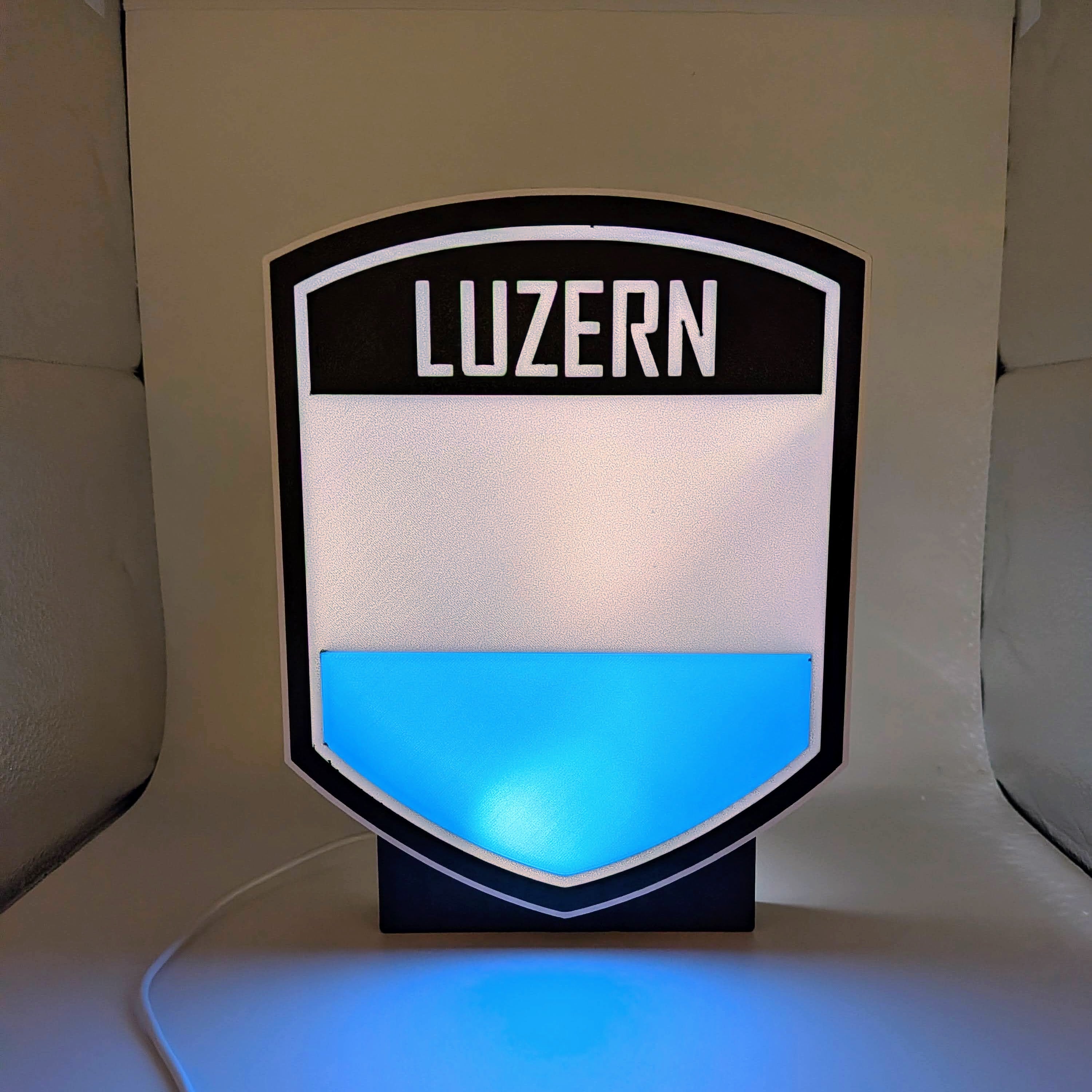 Lightbox LED Canton Lucerna – Lampada 3D da Tavolo e Parete con Stemma di Luzern