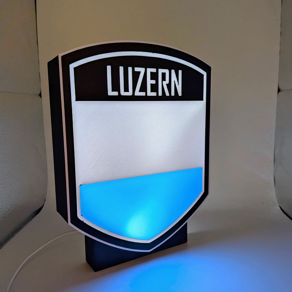 Lightbox LED Canton Lucerna – Lampada 3D da Tavolo e Parete con Stemma di Luzern