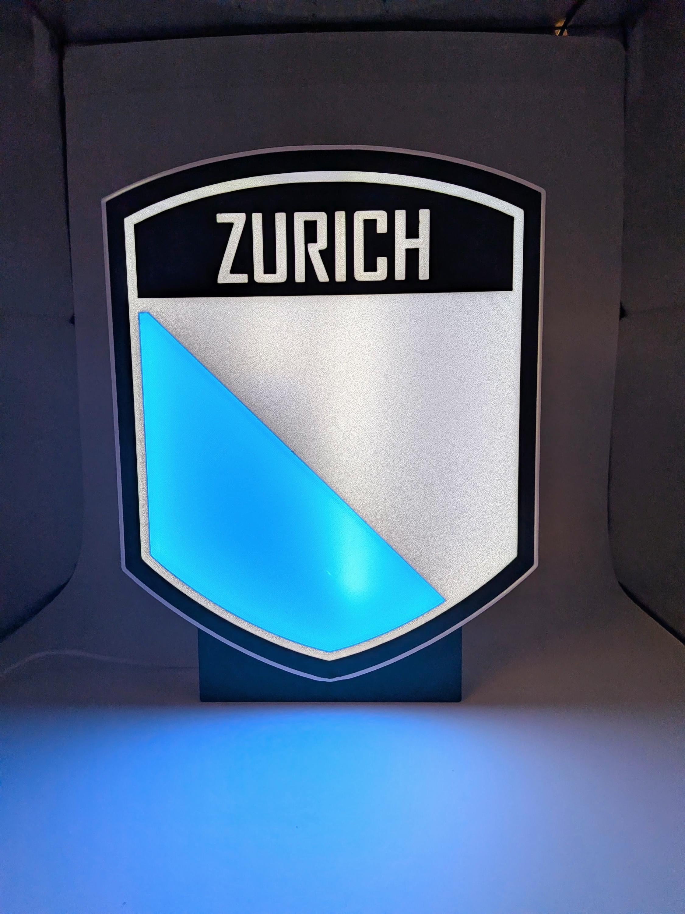 Lampada LED lightbox scudo ZURICH con luce blu intensa e pannello bianco