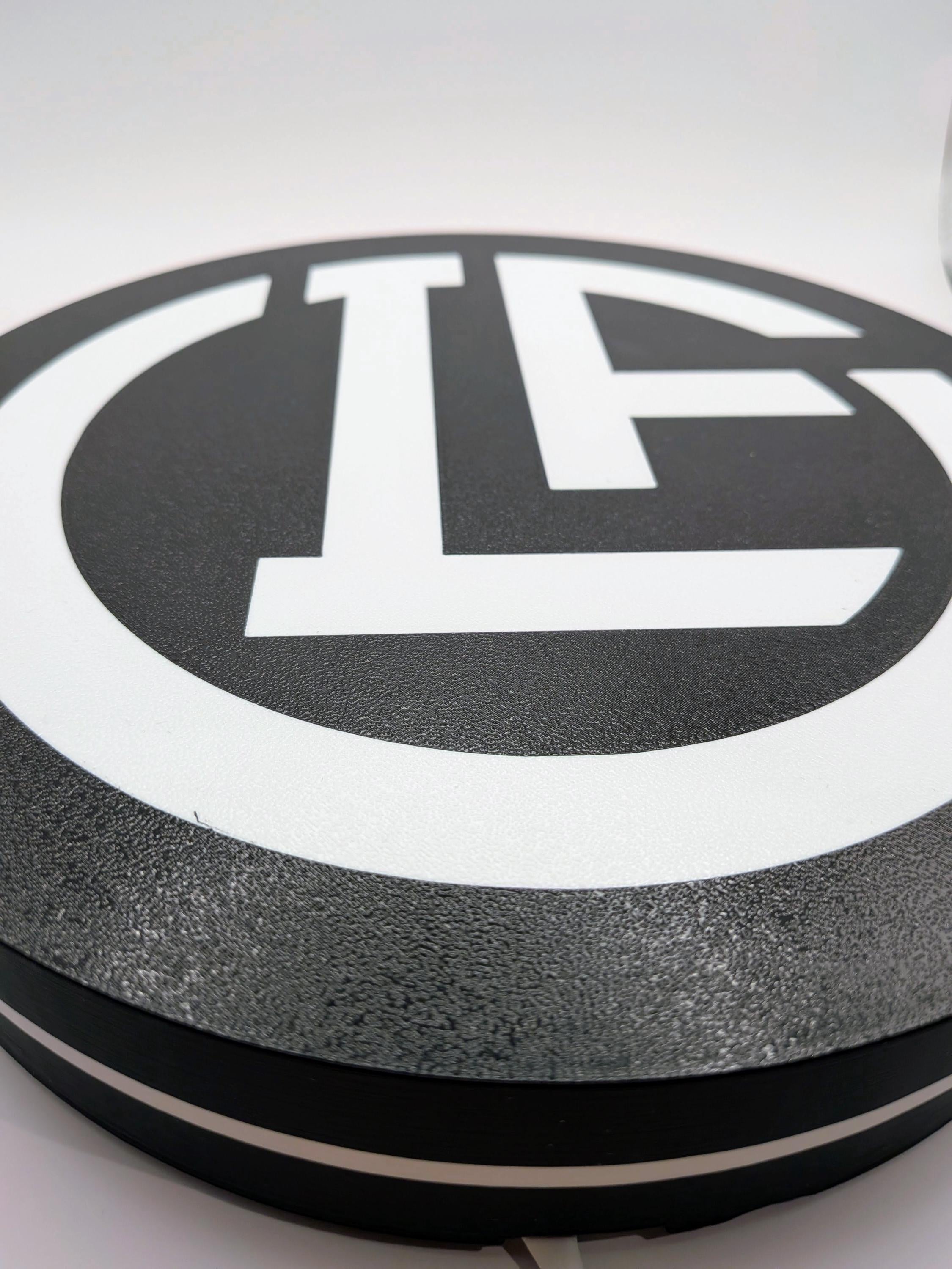 Lightbox LED circolare con logo FC Lugano bianco e base nera