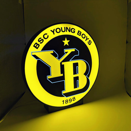 Lampada LED Young Boys BSC - Lightbox Calcio Berna 1898 - Regalo Tifoso Giallonero - Decorazione Lampada Squadra Cuore -
