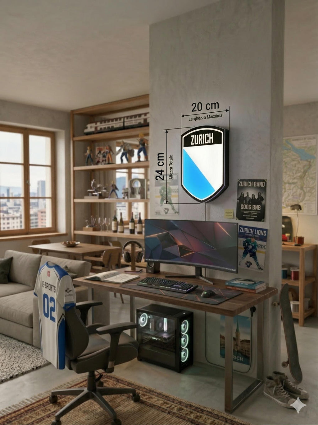 Lampada LED lightbox scudo ZURICH, dimensioni 20 cm larghezza e 24 cm altezza
