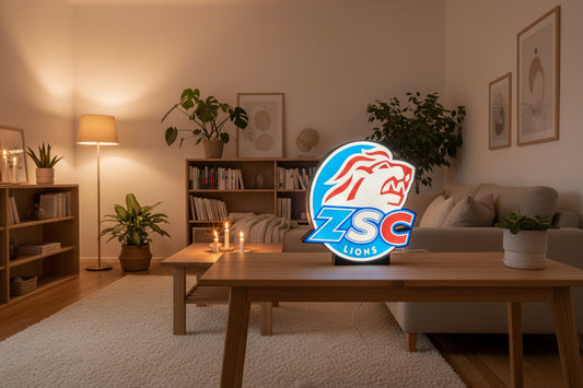 Lampada LED ZSC Lions Lightbox Insegna Luminosa Zurigo Hockey Regalo Tifoso Personalizzato Decorazio - foto 2